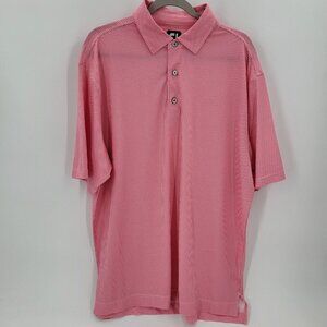 FJ Polo Shirt Size Large Pink Houndstooth Short‎ Sleeve Golf Footjoy